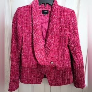 Pink chenille Woven Boucle Blazer